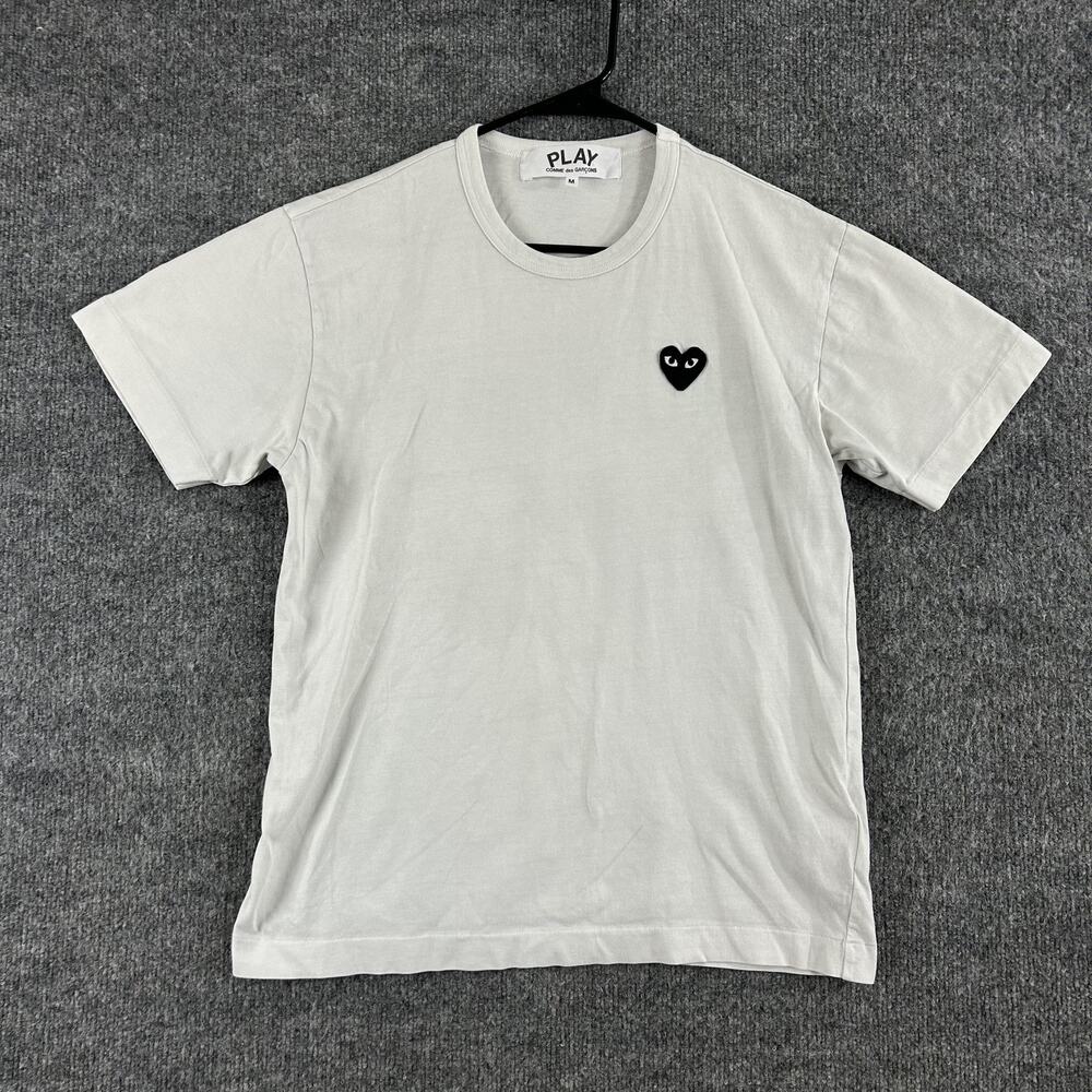 Comme Des Garcons Play Shirt Mens Medium Heart Logo Tee White Japan Streetwear